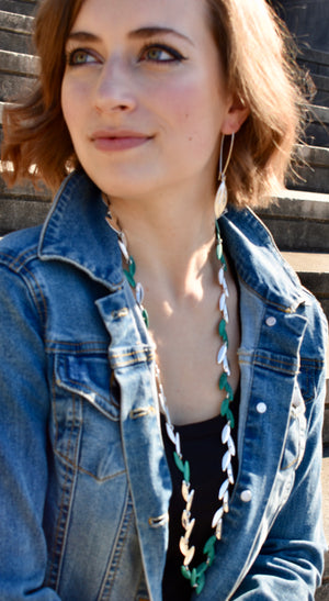 Robert Lee Morris Soho Silver & Patina Long Torsade Leaf Strand Necklace