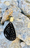 Barse Sterling Silver Laser-Cut Resin with Black Mother-of-Pearl Teardrop Earrings
