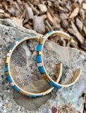 Turquoise Magnesite & White Bronze Hoop Earrings