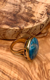 Apatite & Bronze Geometric Ring Size 8