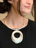 Brushed Silver Horseshoe Resin Pendant Necklace