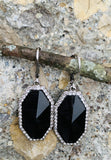 Vince Camuto Black Glass Stone Pave Teardrop Earrings