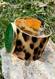 Gone Wild Leopard Print Green Agate Cuff Bracelet