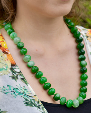 Iris & Lily London Sterling Silver & Green Agate Beaded Necklace