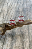 Sterling Silver Red & CZ Baseball Stud Earrings