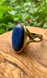 Lapis & Bronze Oval Statement Ring Size 8