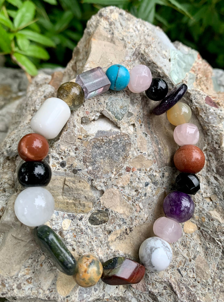 Gemstone Multi-Shape Multi-Color Stretch Bracelet