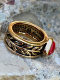Red Howlite & Bronze Single Stack Ring