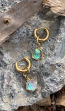 Reversible Huggie Hoop Gemstone Drop Earrings