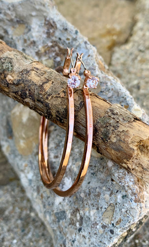 Vince Camuto Rose Gold CZ Stud Hoop Earrings
