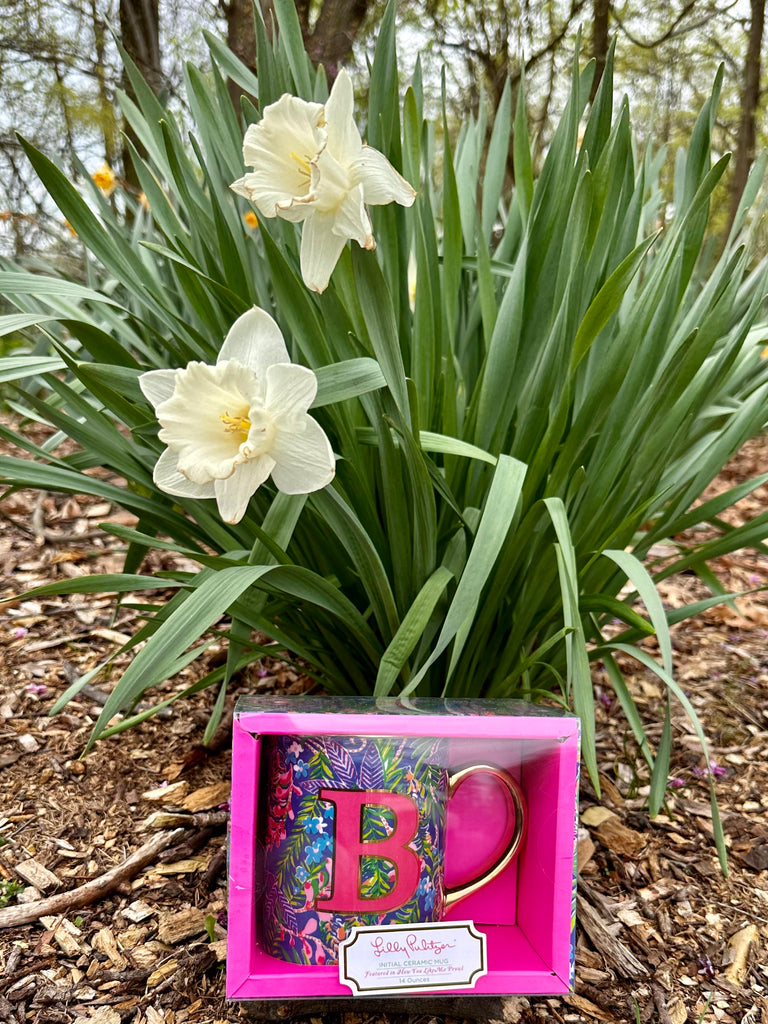 Coming in Hot Lilly Pulitzer Initial "B" Ceramic Coffee Mug