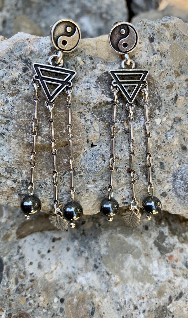 Alex and Ani Yin & Yang Silver Chandelier Earrings
