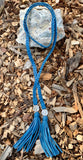 Patricia Nash Cara Safflower Blue Leather Lariat Braided Necklace