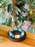 Aqua Verde Amazonite & Turquoise Magnesite Coral Chunky Bracelet