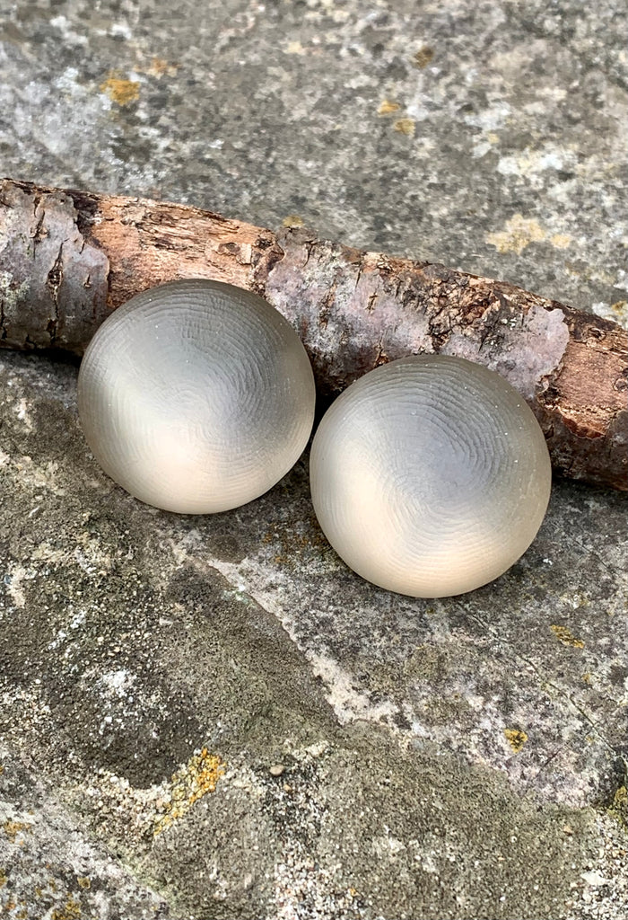 Warm Gray Medium Dome Lucite Clip-On Earrings