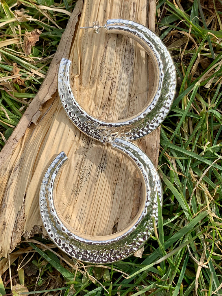 Silver Metallic Hoop Earrings