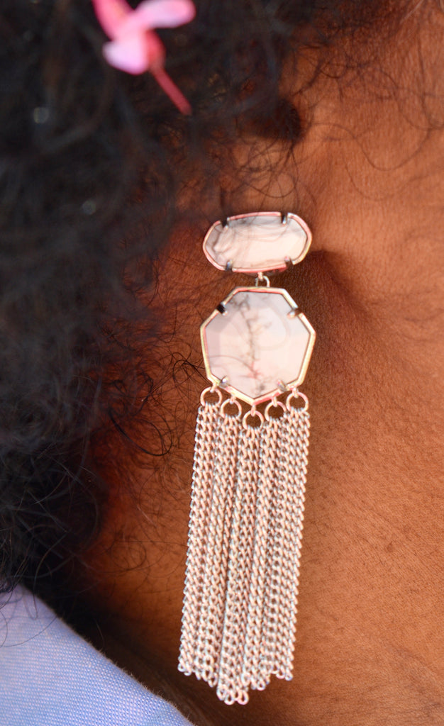 Kendra Scott "Tae" White Howlite Stone Drop Earrings