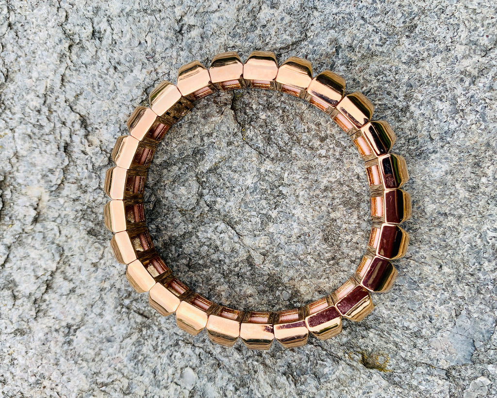 Kate Spade New York Rose Gold Pave Sliced Scallops Stretch Bracelet