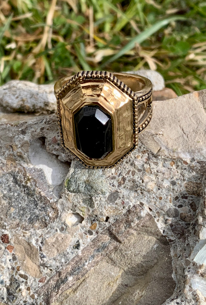 Black Onyx & Bronze Hall of Fame Ring Size 9