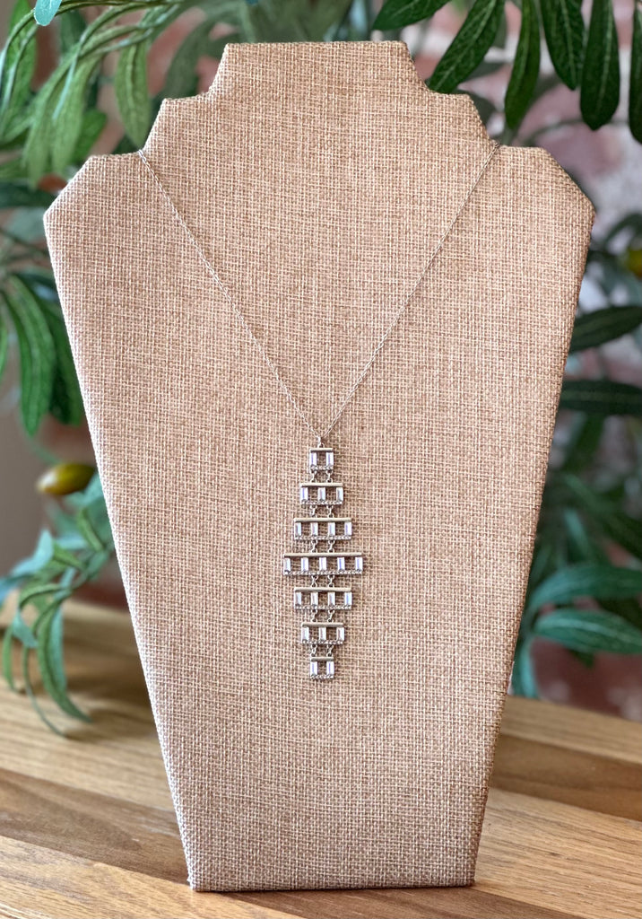 Vince Camuto Silver Baguette Chandelier Necklace