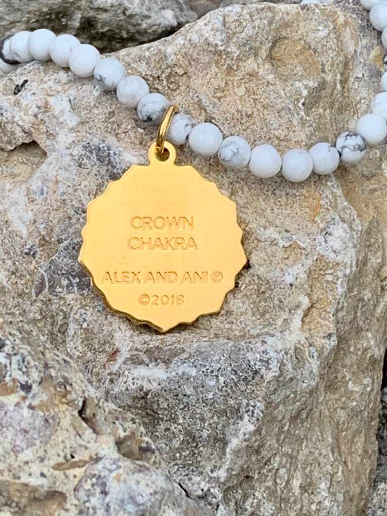 Alex Crown Chakra White Howlite Stretch Beaded Bracelet