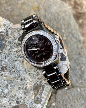 Coach Black Bracelet Crystal Accent Ceramic Astor Watch