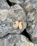 Bikini Babe Beige Enamel Cowrie Shell Earrings