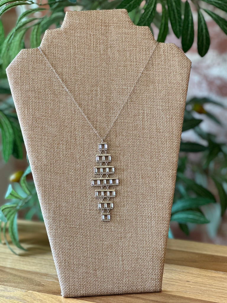 Vince Camuto Silver Baguette Chandelier Necklace