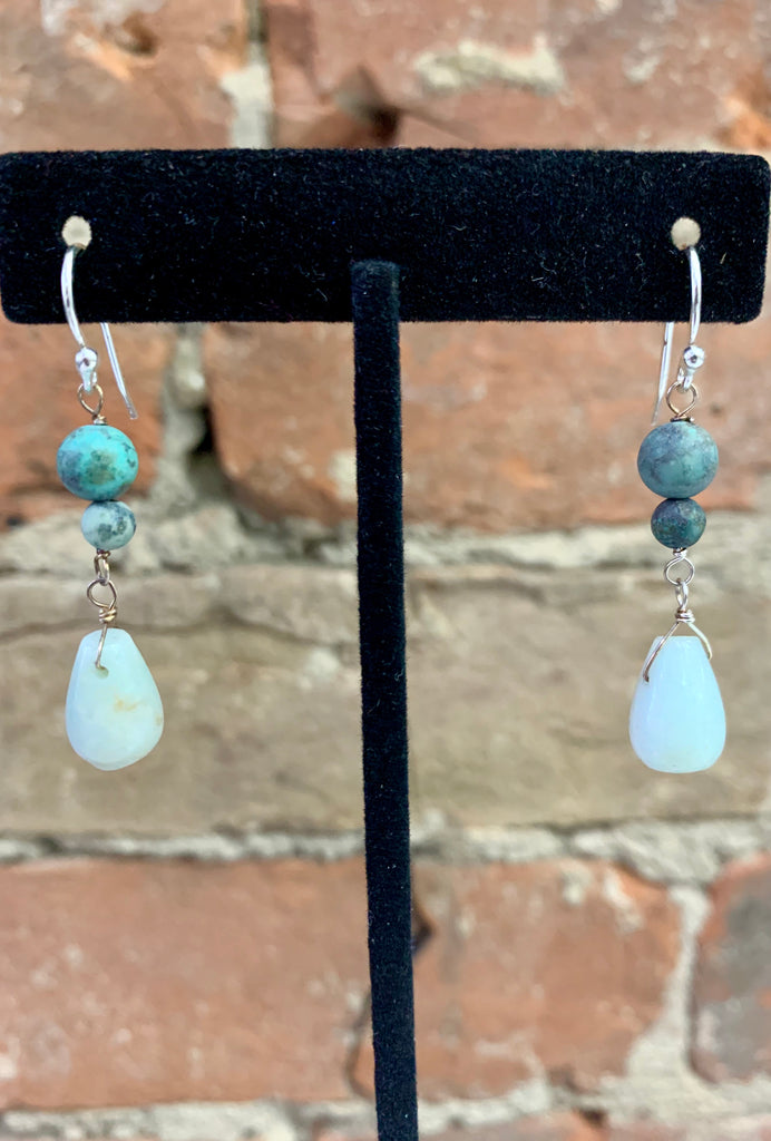 Teardrop Mixed Totem Multi-Stone Sterling Silver Earrings