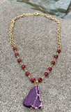 Purple Jasper and Enamel Rosary Bronze Chain Necklace