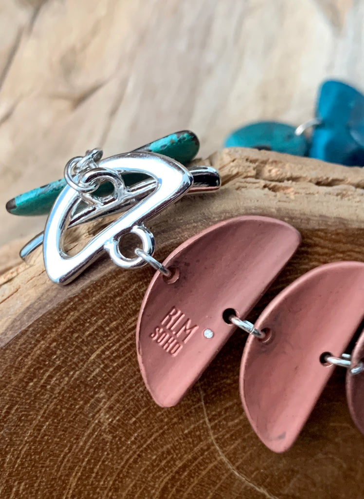 Robert Lee Morris Soho Ombré Tri-Tone Patina Half-Moon Silver Toggle Bracelet