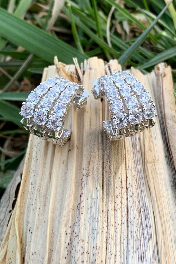 Nadri Frost Over Cage Small Hoop Earrings