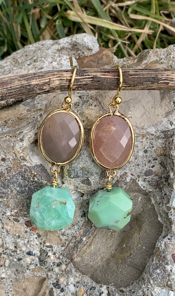 Sunstone & Turquoise Magnesite Drop Earrings