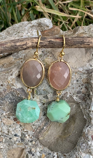 Sunstone & Turquoise Magnesite Drop Earrings