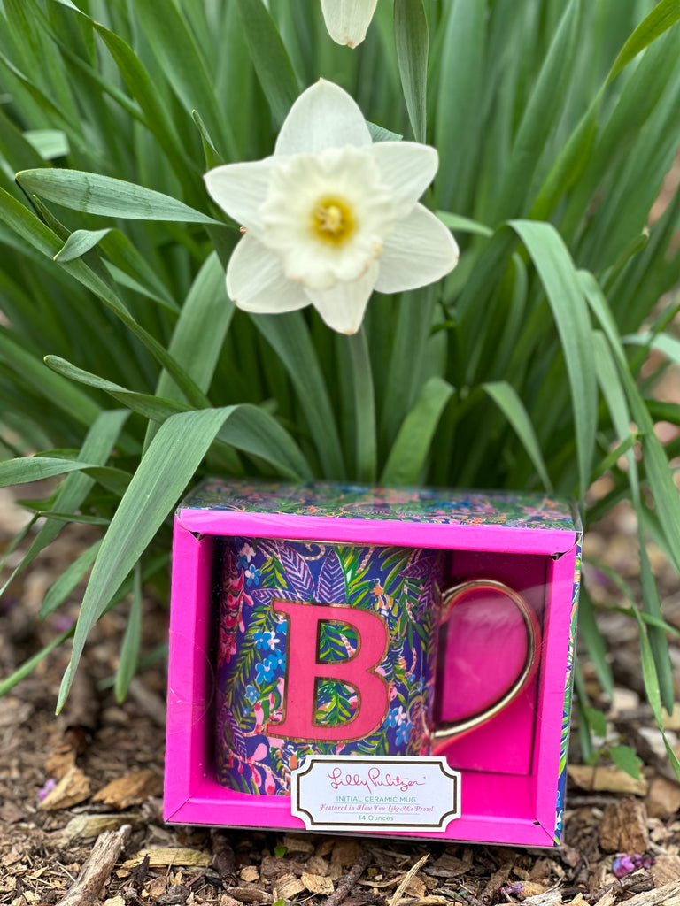 Coming in Hot Lilly Pulitzer Initial "B" Ceramic Coffee Mug