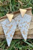 Landry Painted White & Gold Pyramid Drop Earrings
