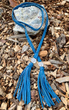 Patricia Nash Cara Safflower Blue Leather Lariat Braided Necklace