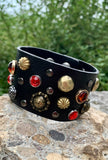 Leather Multi-Stud Rustic Cuff Bracelet