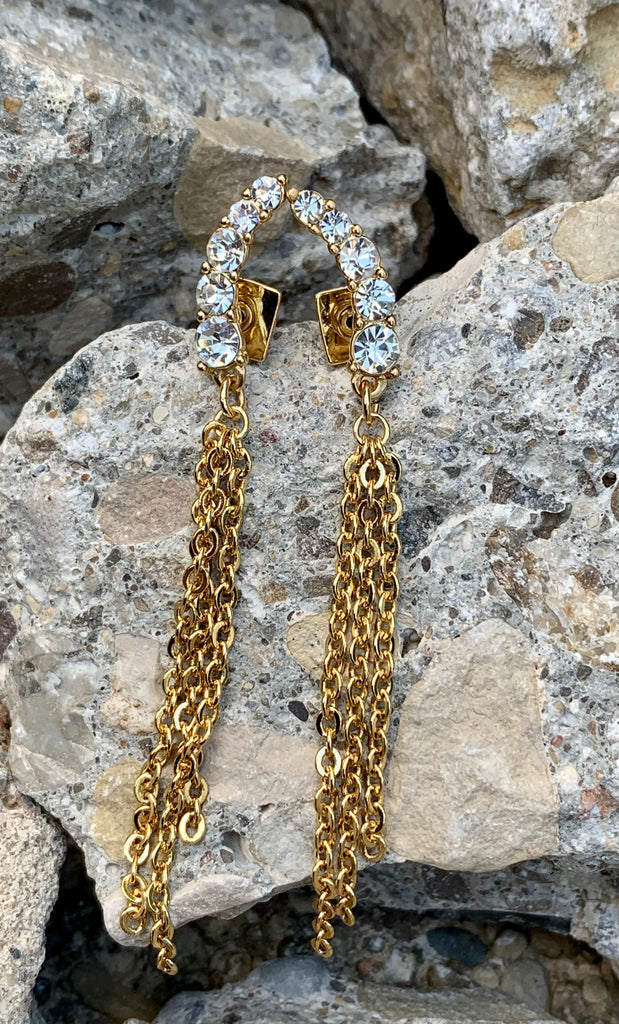 Vince Camuto Crystal with Fringe Wing Earrings
