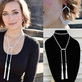 Kendra Scott Long Matte White Phara Lariat Necklace With Tassels