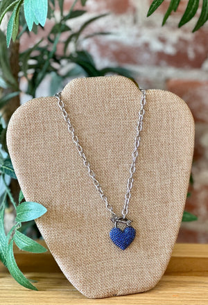 Blue Crystal Heart Pendant Necklace