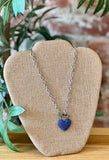 Blue Crystal Heart Pendant Necklace
