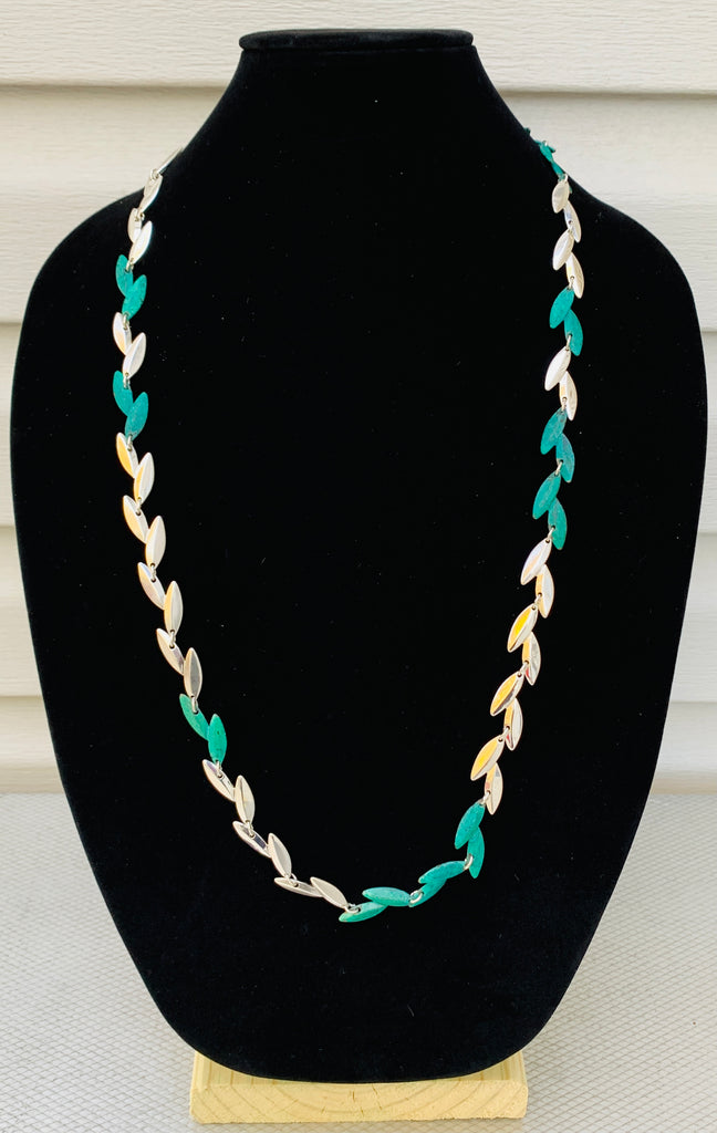 Robert Lee Morris Soho Silver & Patina Long Torsade Leaf Strand Necklace