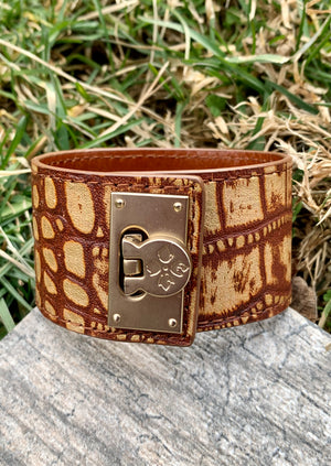 Jocelyn Brown Bronze Leather Cuff Bracelet