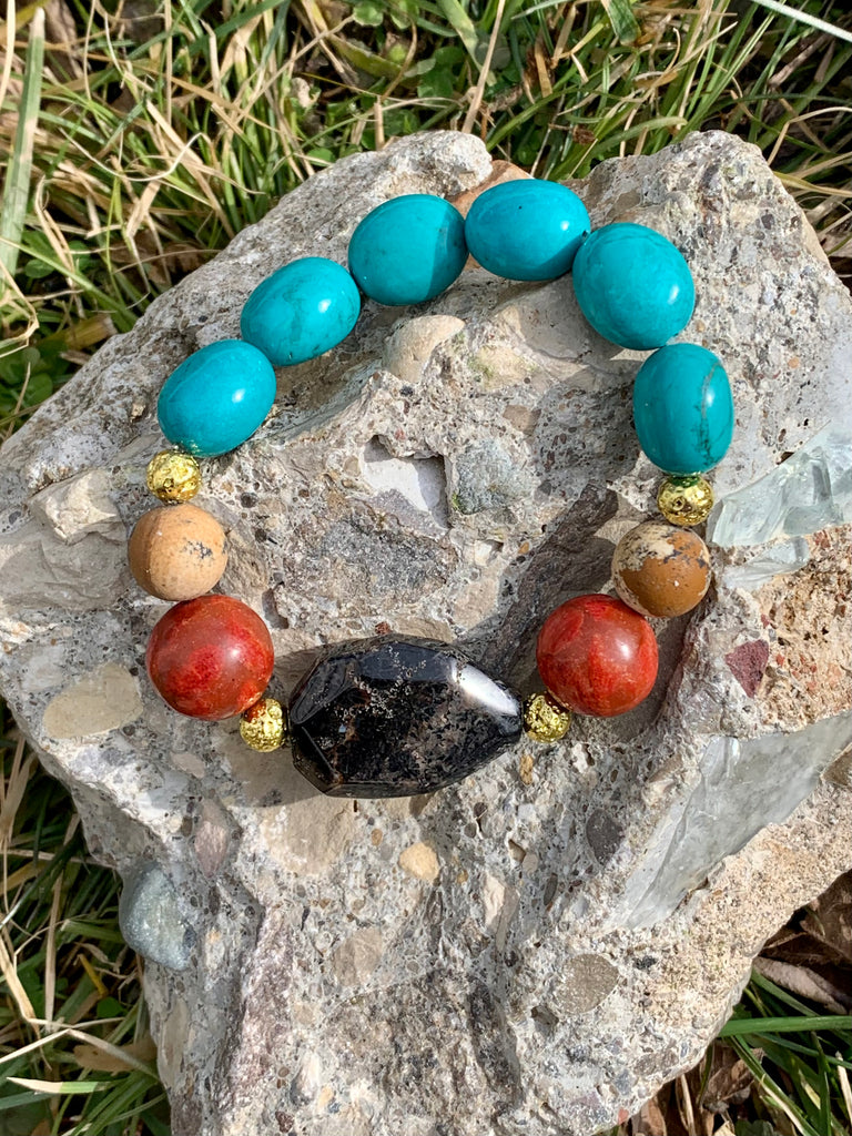 Turquoise Magnesite Multi-Stone Beaded Bracelet