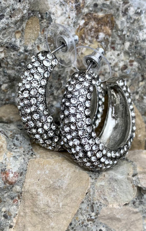 Jessica Simpson Crystal Pave Hoop Earrings