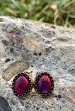 Purple Turquoise & Bronze Stud Earrings