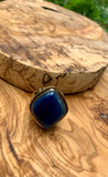 Blue Agate & Bronze Scrolled Ring Size 9