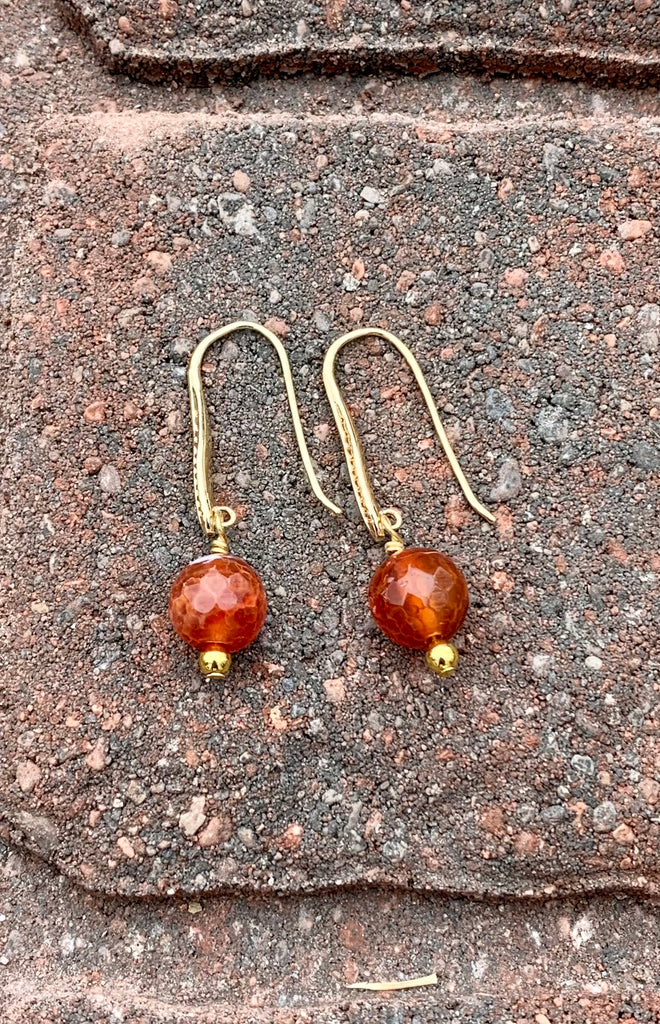 Orange Spiny Oyster Bead Drop Earrings