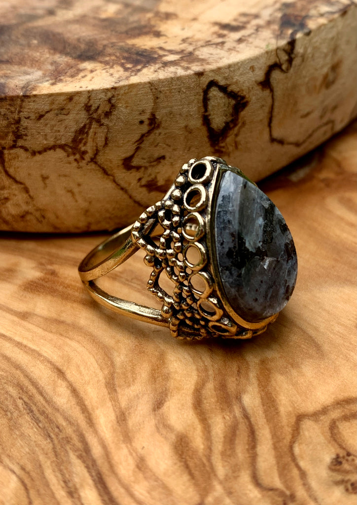 Labradorite and Bronze Ring Size 7